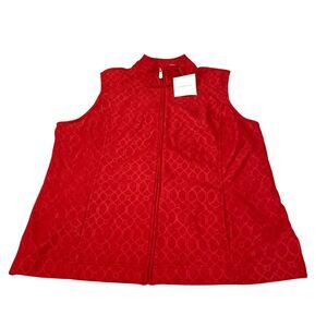 Croft Barrow Womens Fleece Vest Zip Mock Neck Size XL  Red -Retail: $36